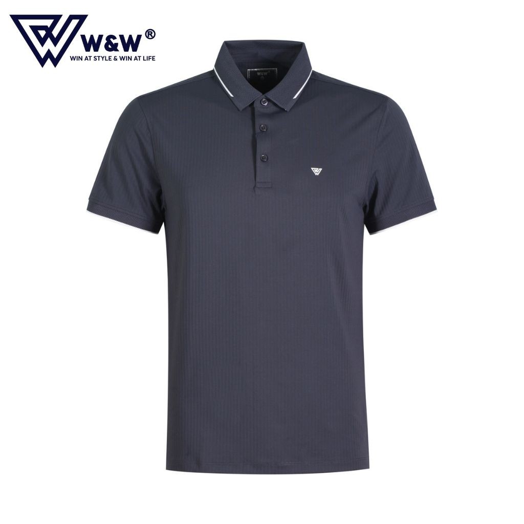 Áo Thun Polo Nam W&amp;W Dáng Slim Fit- Ngắn Tay Cổ Áo Và Gấu Tay Dệt Mắt Cáo Chất Liệu Thoáng Mát, Thấm Hút Tốt WPO62S