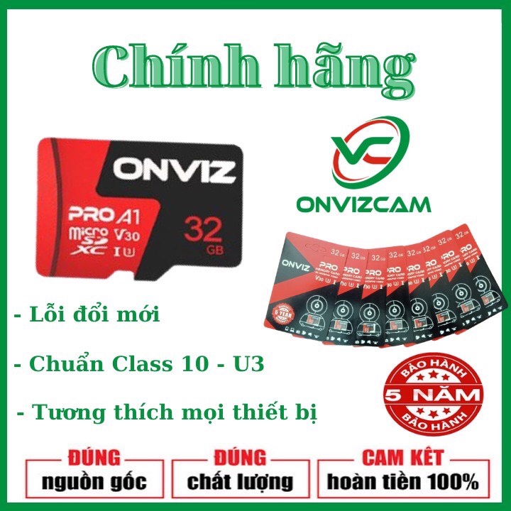 Thẻ nhớ 32gb Micro SD Class 10 ONVIZ PRO dùng cho Camera