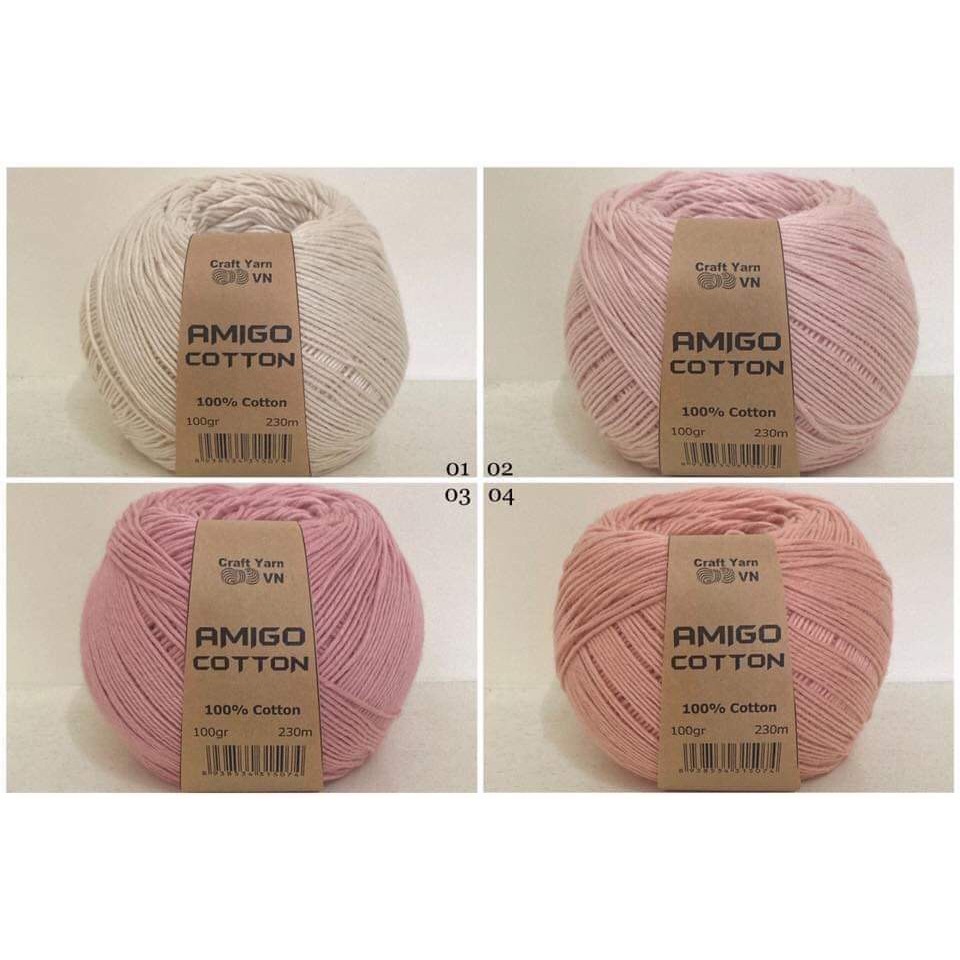 Sợi Amigo cotton -full mã màu-100g-100% cotton