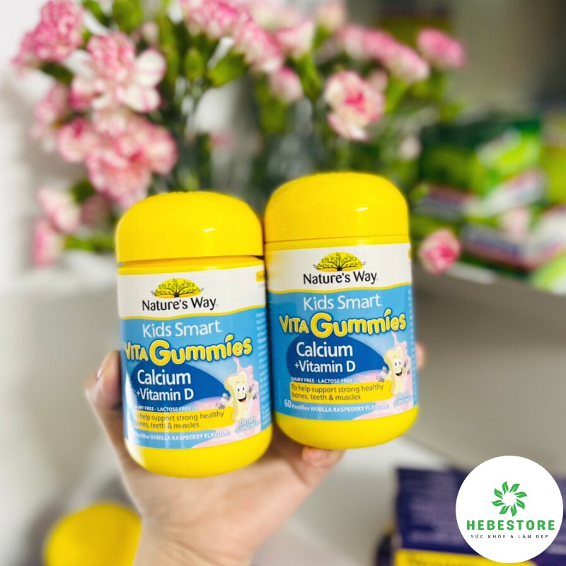 Kẹo gum canxi vitamin D Nature's Way Kids Smart Gummies Calcium + Vitamin D 60 viên cho bé của Úc | WebRaoVat - webraovat.net.vn