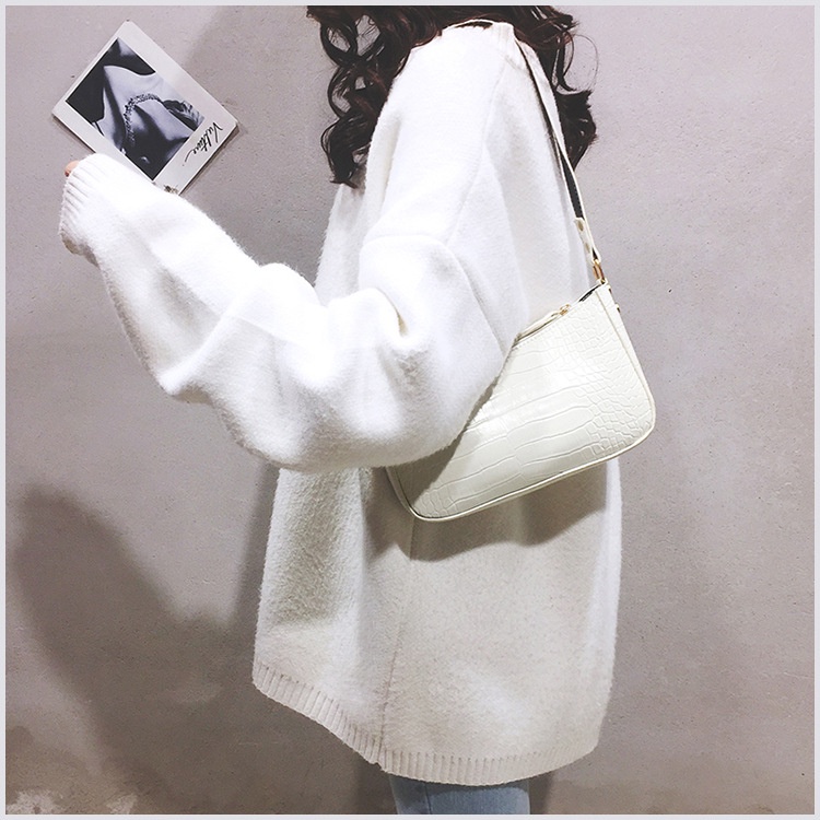 Túi xách nữ kẹp nách đeo vai da PU vân da cá sấu ROSASO TX47