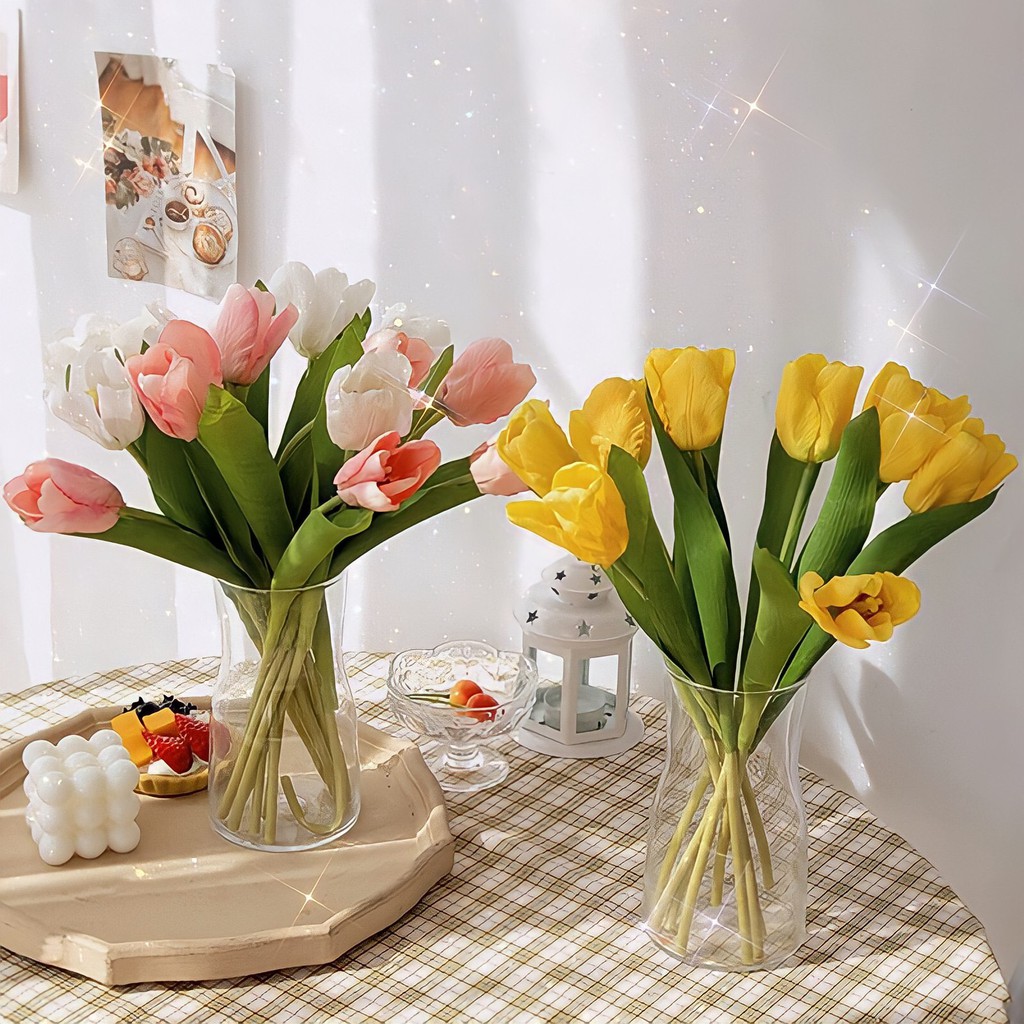 Hoa Tulip - Hoa giả hoa vải lụa cao cấp giống thật 100%, màu sắc bắt mắt - Decor nội thất, đạo cụ chụp ảnh Phanlee