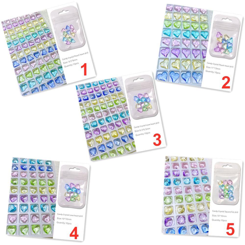 Bộ 10 Móng Tay Heceh|Mặt Dây Chuyền Hình Trái Tim 3D|Bộ Dụng Cụ Làm Móng Nghệ Thuật