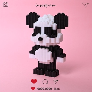 Lego 3d gấu bearbrick mini 15cm, mô hình lắp ráp giá rẻ thu nhỏ - ảnh sản phẩm 2