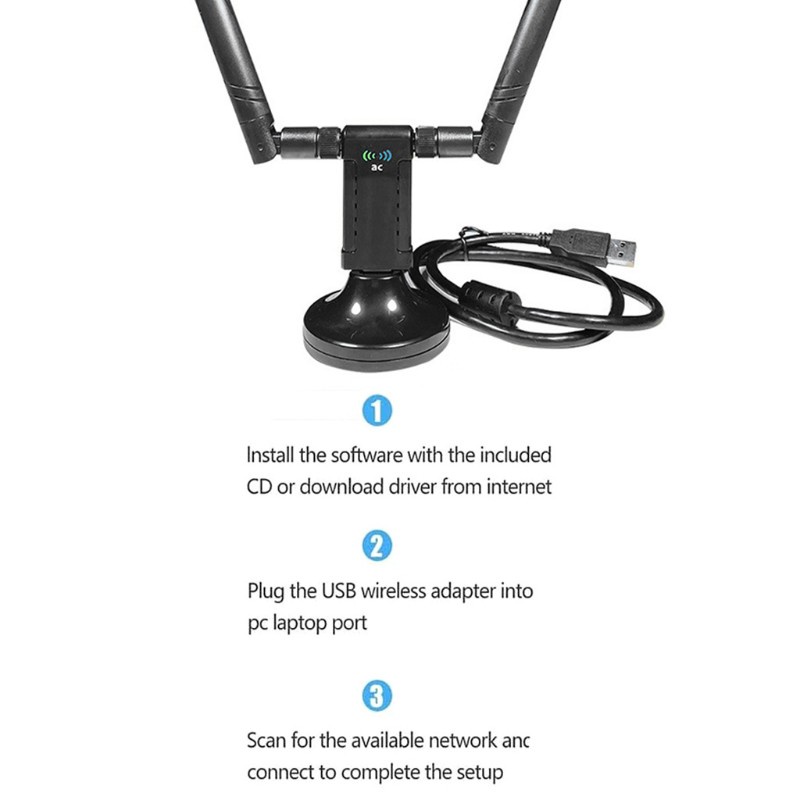 Usb Thu Phát Wifi 1200mbps Hỗ Trợ Windows 10 / 8 / 7 / Xp / Vista / Mac Os X