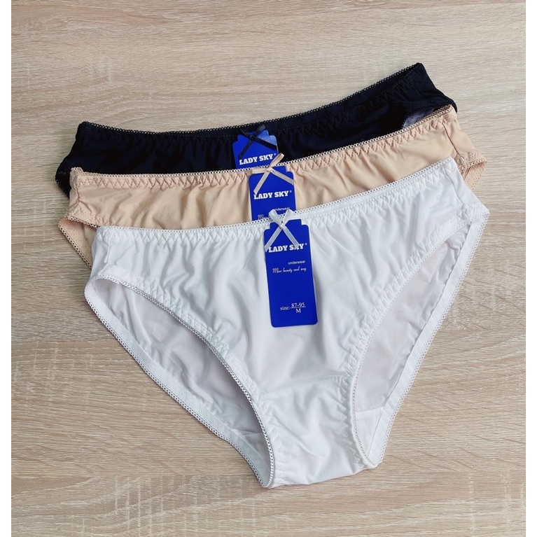 Quần lót Nữ Trơn Thun Lạnh Lady Sky Chính Hãng _ Quần chip Màu Basic Da đen Trắng Mềm Mại Thoáng Mát