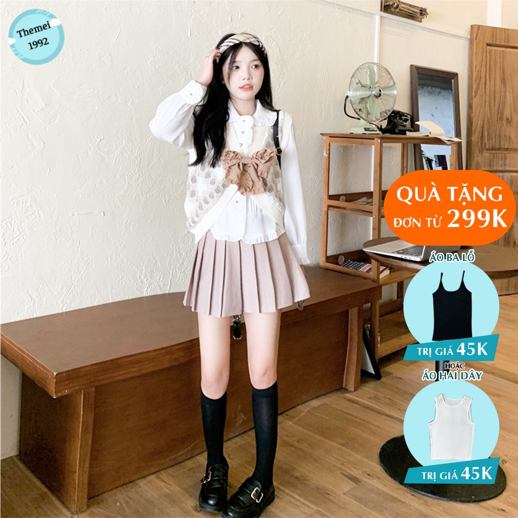 Chân váy xếp ly ngắn THEMEI cao cấp - chân váy xếp ly phong cách Hàn Quốc mix đồ cực xinh