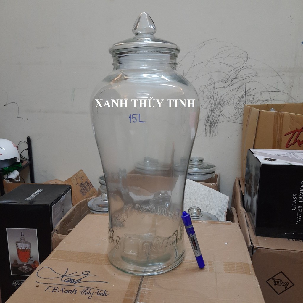 Bình thủy tinh Chân mây ngâm sâm, nấm, hoa quả -  Dung tích 15 lít