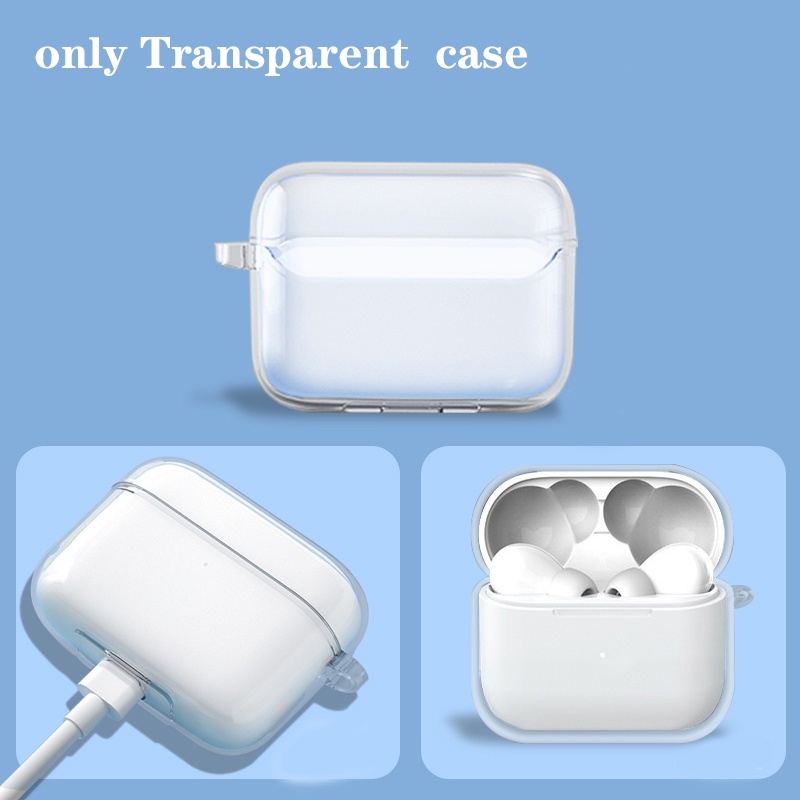 Vỏ Bảo Vệ Hộp Sạc Tai Nghe SoundPEATS True Air2 / Air 3 Bằng Silicon Trong Suốt In Hình Trái Tim Dễ Thương Có Móc Khóa Tiện Dụng