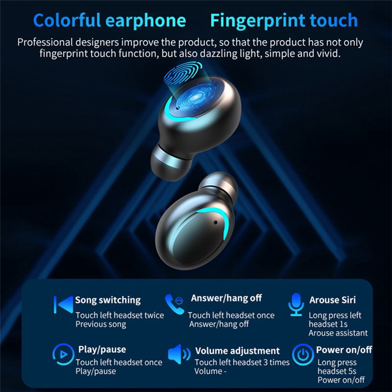 F9-8TWS bluetoothearphone 5.0 Hộp mở rộng Tai nghe không dây chống nước 9D Tai nghe thể thao stereo Microphoe