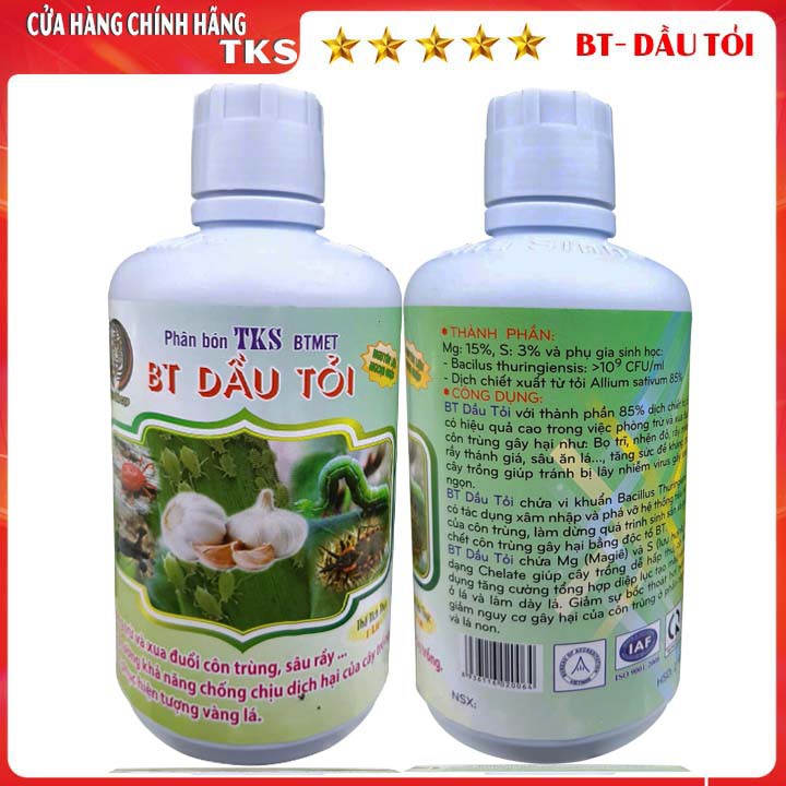 BT- DẦU TỎI: Phòng Trừ và Xua Đuổi Sâu Rầy Tăng Đề Kháng Cho Cây Trồng - CHAI 1 LÍT