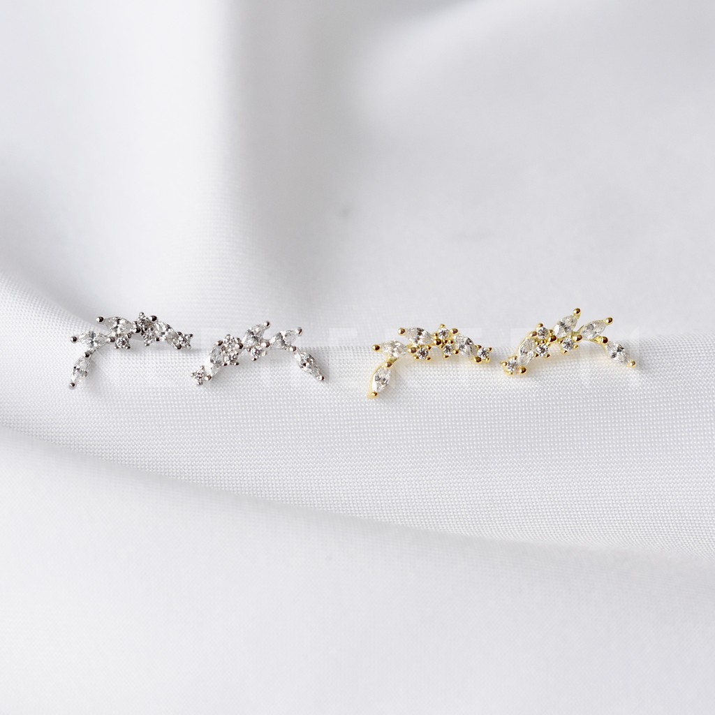 Khuyên tai bạc 925 mini - Dải đá cong  - Nepherteti