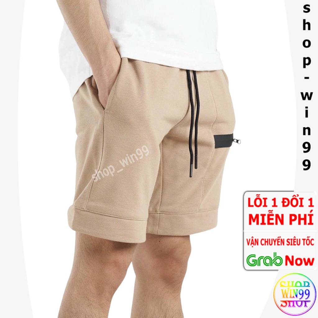 Quần đùi nam túi khóa ngang, quần sooc nam ống rộng chất liệu cao cấp dày dặn phong cách Hàn Quốc 3 size M.L. XL.
