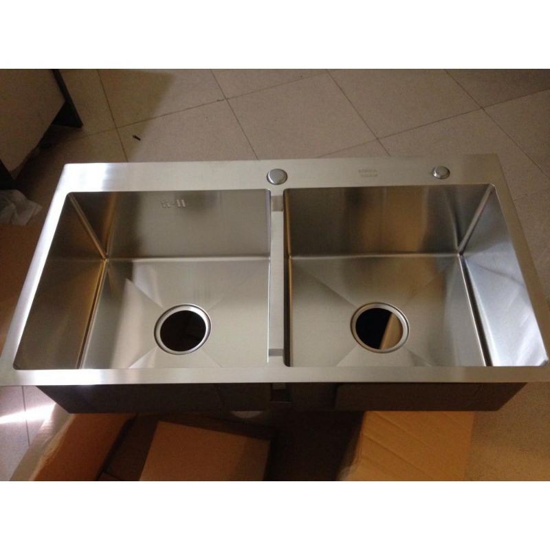 Chậu rửa chén bát đúc nguyên khối inox 304, bồn rửa 2 hộc  sâu kt 8245.KM TPHCM SHIP NHANH 1 GIỜ