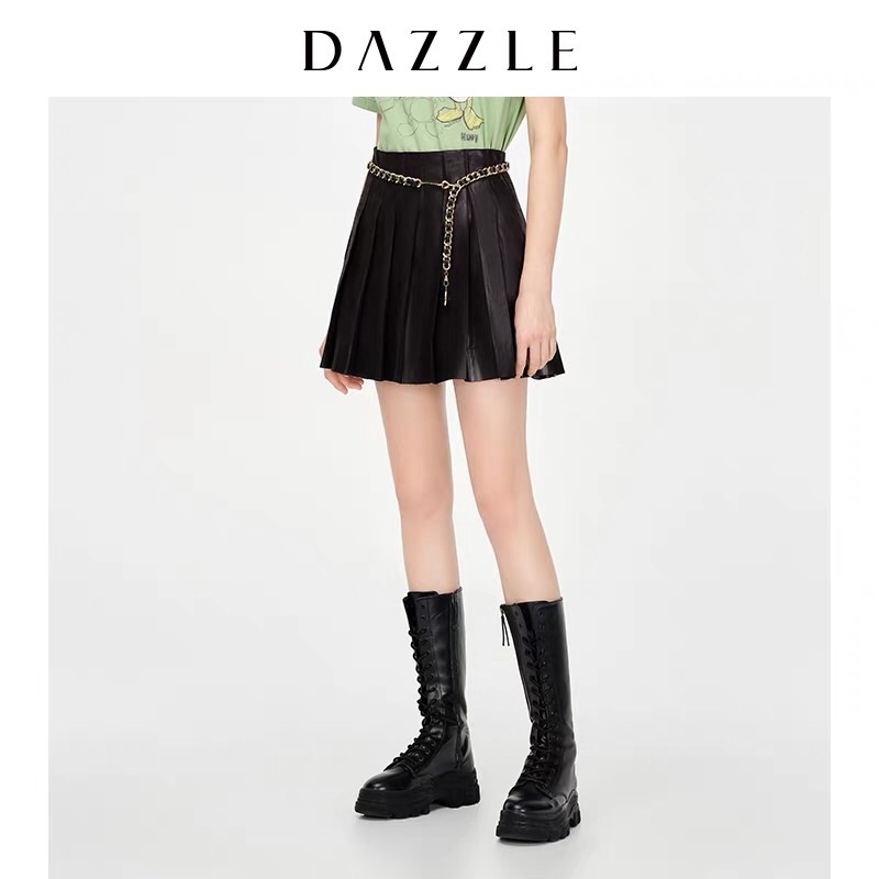 Chân váy da lộn đen Dazzle