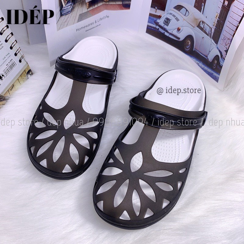 Dép sục nhựa lười đi mưa - Giày sandal chiến binh lưới hoa cao 4cm êm chân, siêu bền Maipy GL042