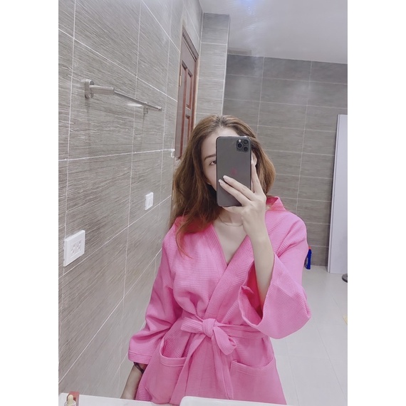 Áo choàng tắm tổ ong 100% cotton cho spa, khách sạn chuẩn 5*