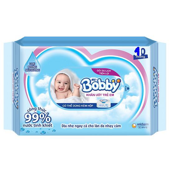 Miếng Lót Sơ Sinh Bobby Newborn 2 - 40 + tặng khăn ướt Bobby ko mùi gói 10 miếng