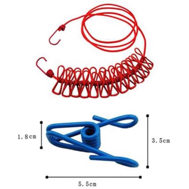 Dây Phơi Quần Áo , Dây Phơi Kẹp Sắt Có Móc Thông Minh, Tiện Lợi Treo Vớ, Đồ Trẻ Em