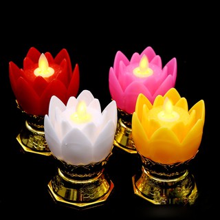 Cặp nến điện hoa sen trang trí Bàn thờ mô phỏng nến thật, ngọn lửa lung linh phát sáng đung đưa theo gió