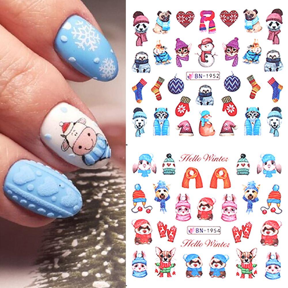 Set 12 Miếng Dán Trang Trí Móng Tay Chủ Đề Giáng Sinh