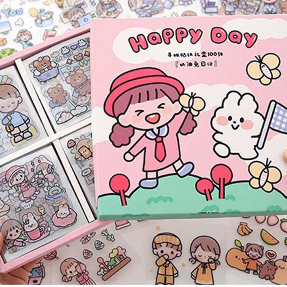 PEWANY Bộ Sticker Dán Sổ Tay Hình Thỏ Dễ Thương Chống Nước