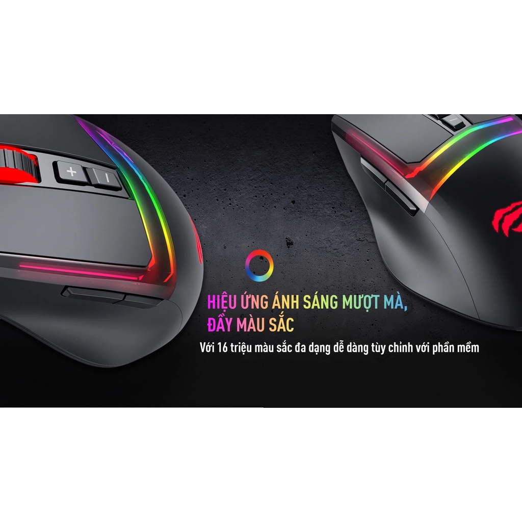 【Giao Hỏa Tốc】Chuột Gaming Có Dây Havit MS953 RGB Blacklit, 6 Chế Độ DPI, 7 Nút Control, 20 Triệu Lần Nhấn - Chính Hãng