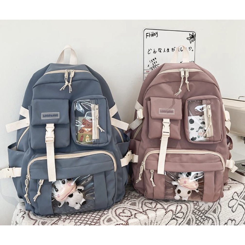 Balo cặp ulzzang basic nữ thời trang đi học đi chơi du lịch giá rẻ đựng vừa laptop canvas HỘP DƯỚI | thegioibalo