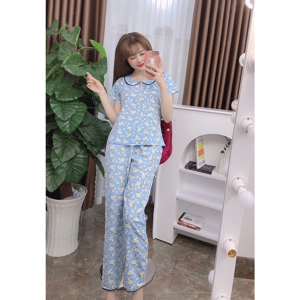Đồ Bộ Nữ mặc nhà chất liệu lụa mago cao câp-HT105