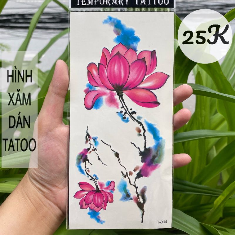 Hình xăm hoa sen size vừa t004. Boss tatoo - xăm dán tạm thời