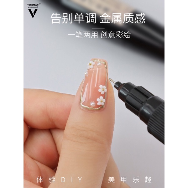 bút gel vẽ metan vinimay 2 đầu 1 đầu cọ nét và vẽ metal 3 màu siêu mới