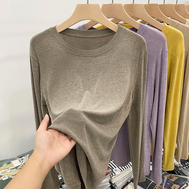 Áo Thun Tay Dài Màu Trơn Mềm Mại Thoải Mái Dễ Phối Đồ 56657