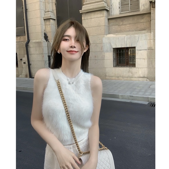 Porozi Áo sweater sát nách dáng ngắn kiểu Hàn Quốc thời trang cho nữ