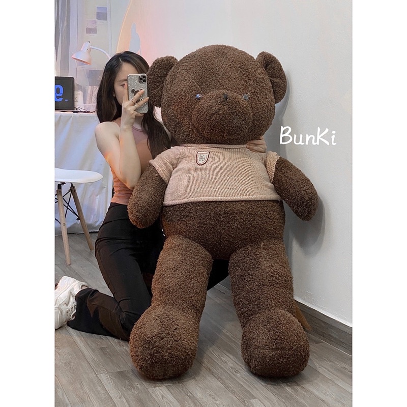 GẤU BÔNG TEDDY BOBBY BROWN 140CM NÂU ĐEN CAO CẤP BUNKI