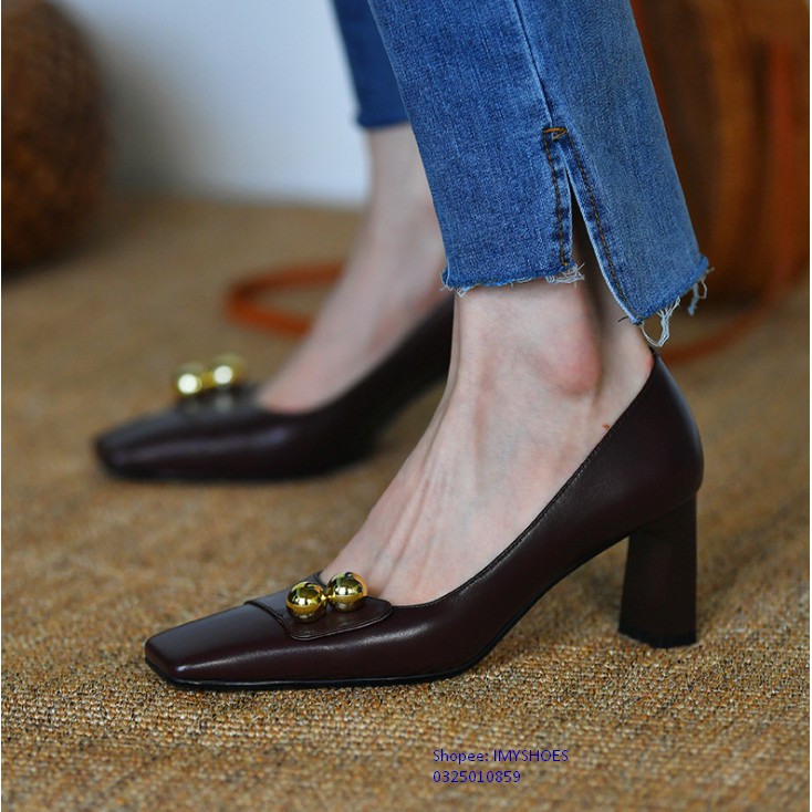 GIÀY CAO GÓT DA MŨI VUÔNG CỔ ĐIỆN - GIÀY IMYSHOES