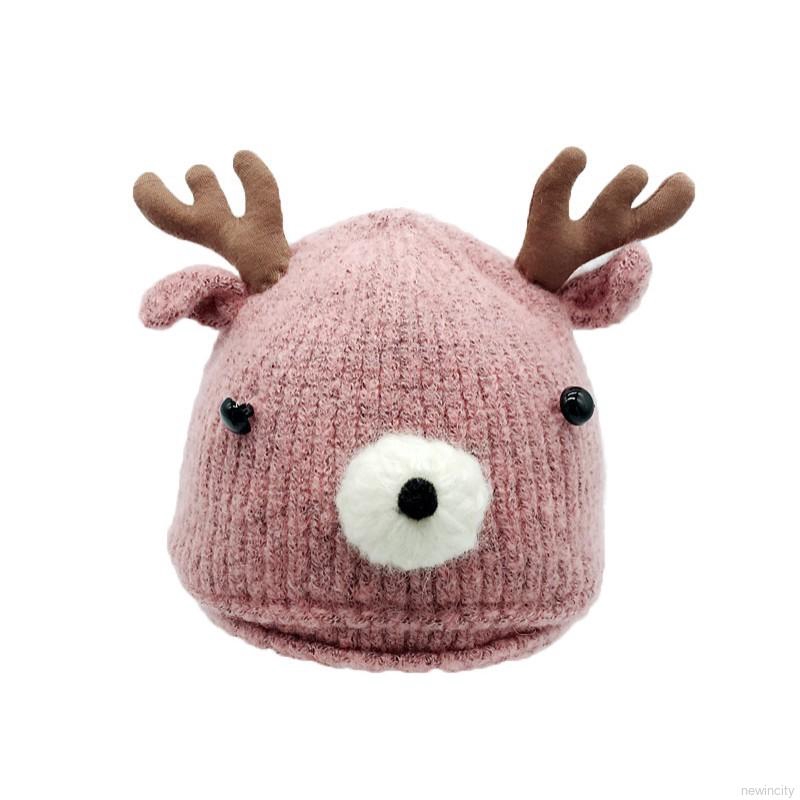 Mũ len kiểu dáng tuần lộc có gắn sừng dễ thương cho bé