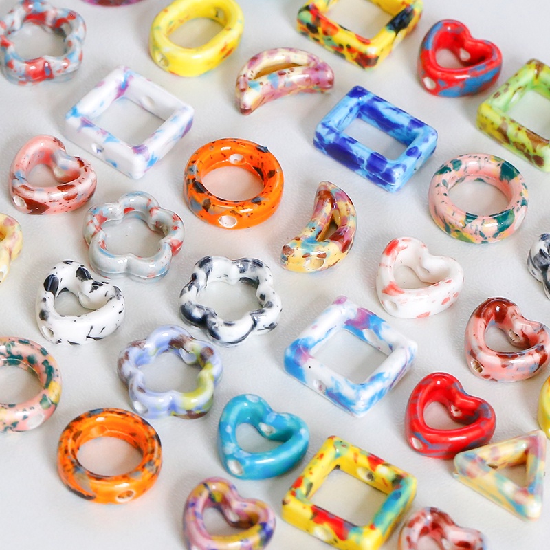 Hạt Cườm Bằng Gốm Hình Vuông Họa Tiết Hình Học Dùng Làm Trang Sức Thủ Công