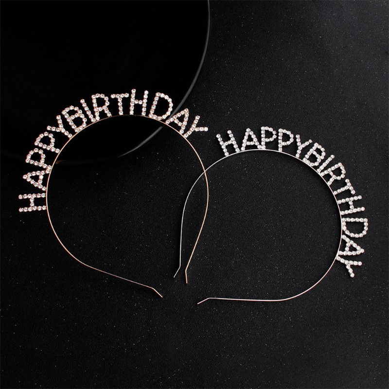 Vương Miện Kim Loại Chữ Happy Birthday Đính Đá Lấp Lánh Cho Nữ