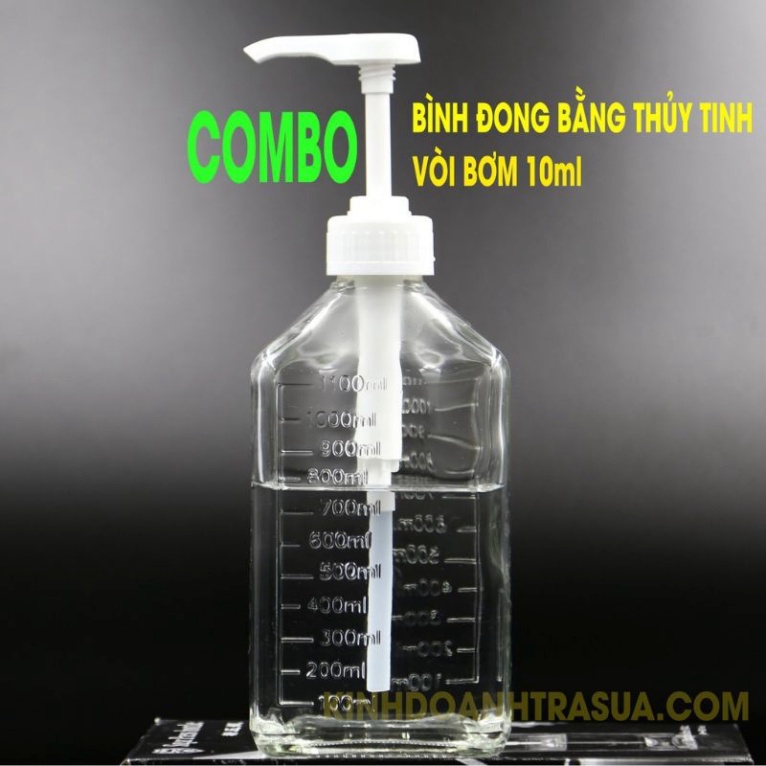 Bình bơm siro thủy tinh có vòi định lượng 10ml đựng dung dịch, siro, sữa