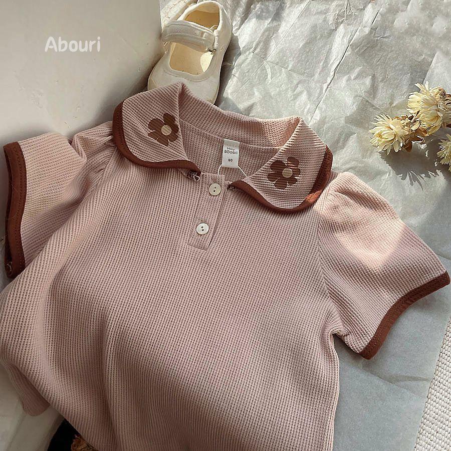 Áo polo Ngắn Tay In Hình Bánh Waffle Phong Cách Hàn Quốc Dành Cho Bé Gái