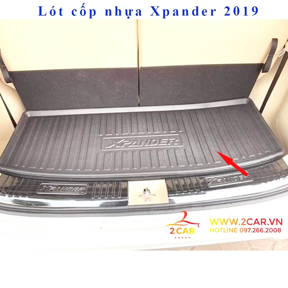 Lót cốp nhựa dẻo xe Mitsubishi Xpander 2018, 2019, 2020, 2021, 2022, 2023 không mùi , không thấm nước- Vân chéo