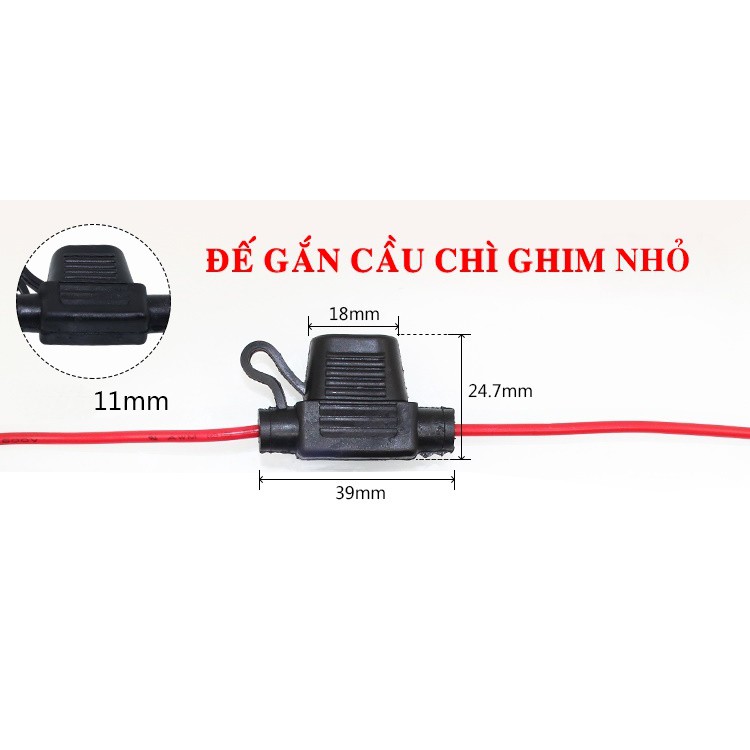 Đế gắn cầu chì ghim chống nước dùng cho ô tô, xe máy (tặng cầu chì đi kèm) và set 9 cầu chì từ 3A-40A