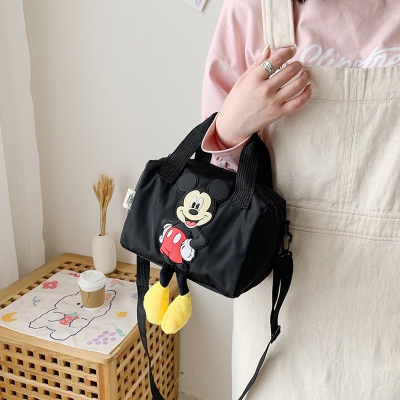 Túi xách One Shoulder Messenger balo trống mickey đen đeo chéo mới