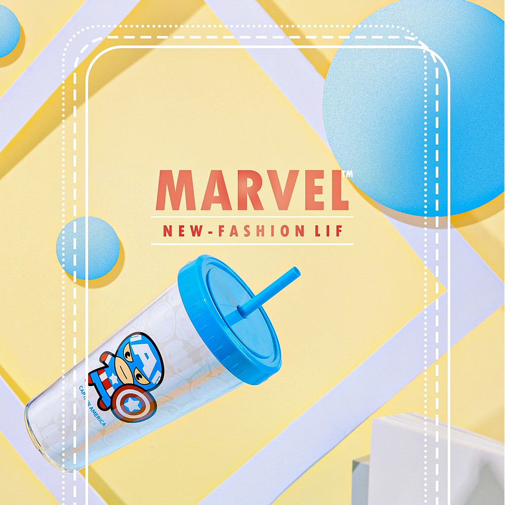 Ly nhựa Miniso siêu anh hùng Marvel kèm ống hút - Hàng chính hãng