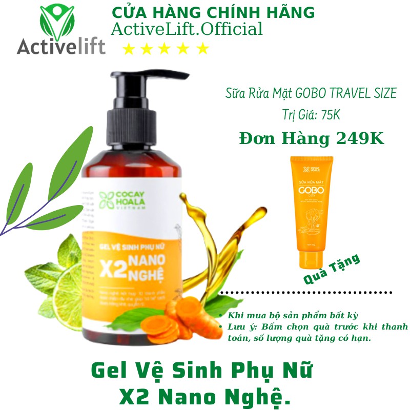 Dung dịch vệ sinh phụ nữ Cỏ Cây Hoa Lá X2 Nano Nghệ - Đẩy lùi lấm ngứa