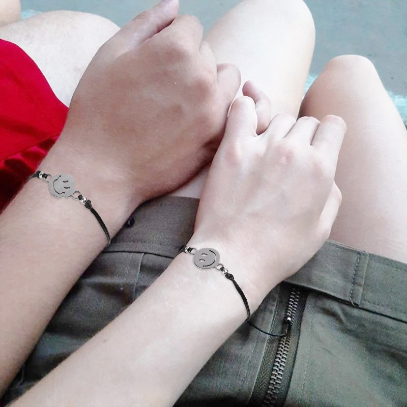 Vòng Tay Dây Sáp Bện Mặt Cười Có Thể Điều Chỉnh