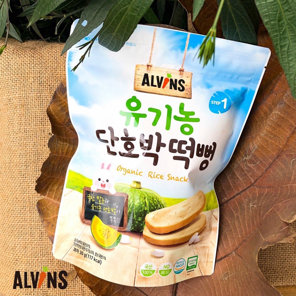 Bánh gạo ăn dặm cho bé Alvins Hàn Quốc, bánh gạo bỏng hữu cơ cho bé từ 6 tháng. Date 5/2022 - Sweet Baby House