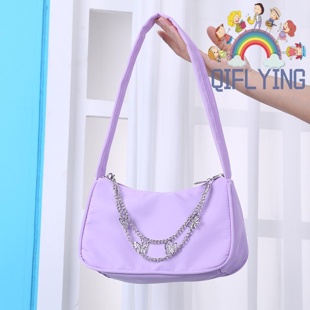 Túi Xách Nhỏ Kẹp Nách Hình Bướm Màu Trơn Thời Trang Cho Nữ