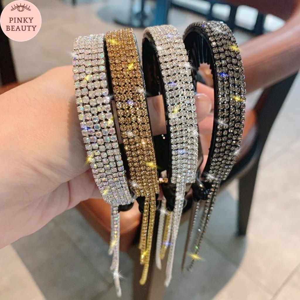 Kẹp Búi Tóc Tua Rua Đính Đá Phong Cách Hàn Quốc Cài Tóc Kim Tuyến Lấp Lánh Sang Trọng Cá Tính Cho Nữ - Pinky Beauty