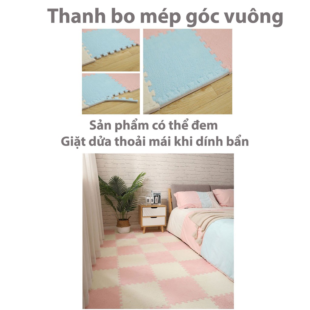 Thảm lông xốp lót sàn phòng ngủ phòng khách, có thể cắt ghép giặt nối có thể tùy chỉnh kích thước